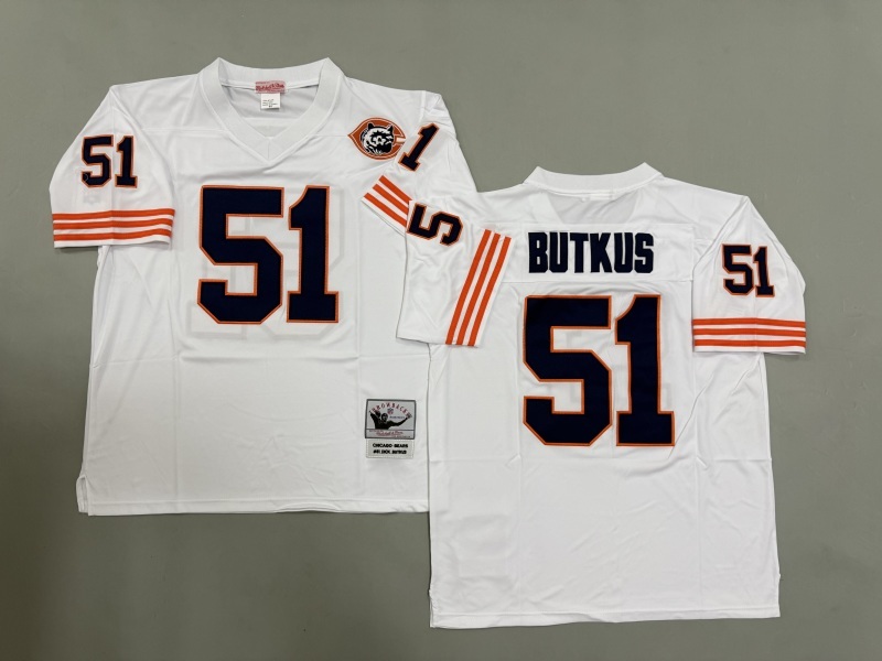 Men 2025 Nike Chicago Bears #51 Butkus White Throwback Limited NFL Jersey style 001->chicago bears->NFL Jersey